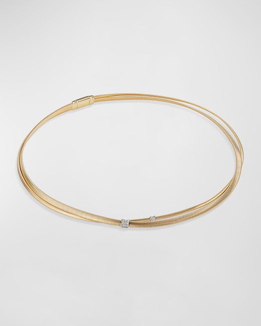 Marco Bicego White Masai 18k Two-strand Necklace With Diamond Stations