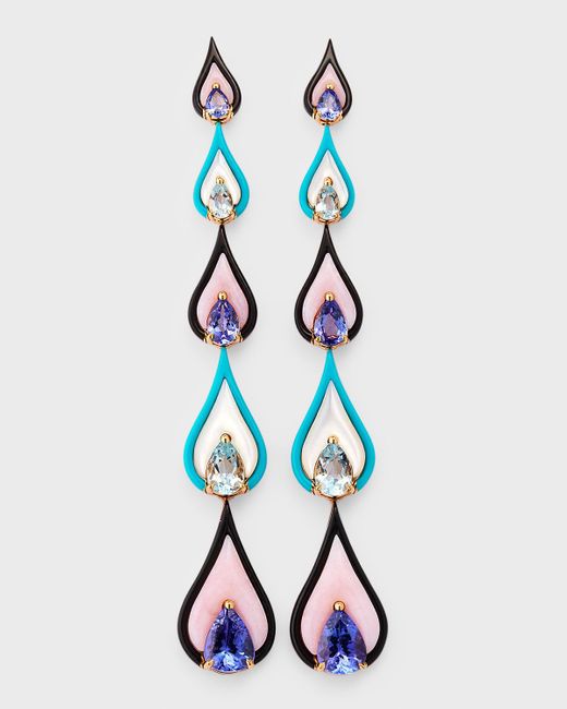 Etho Maria Blue 18k Pink Gold Earrings With Aquamarine And Tanzanite Pears