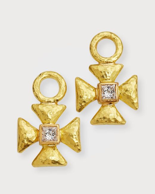 Elizabeth Locke Metallic 19k Diamond Maltese Cross Earring Pendants