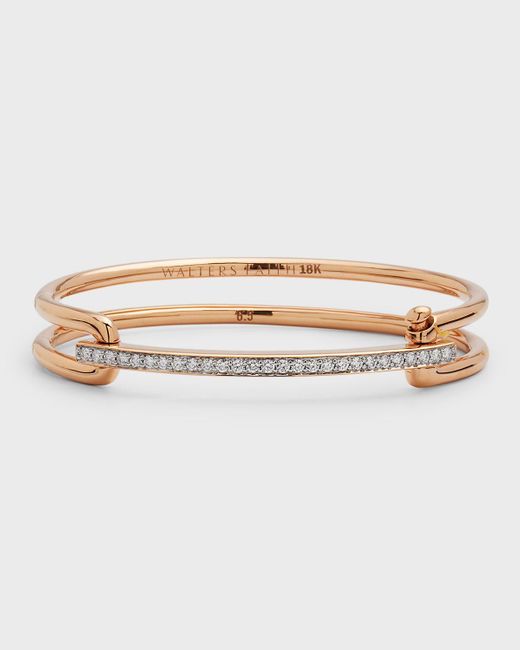 Walters Faith White 18k Rose Gold Grant Elongated Open Cuff With Diamond Bar