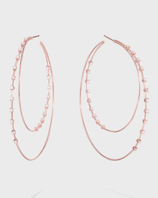 Lana Jewelry Natural 14k Rose Gold Solo Diamond Double Hoop Earrings, 65mm