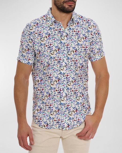 Robert Graham White Landon Short-Sleeve Shirt for men