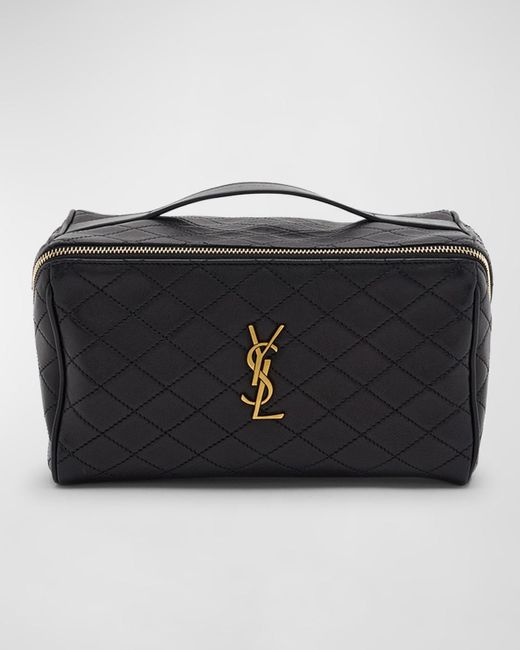 Saint Laurent Black Vanity Case Ysl Top-Handle Bag