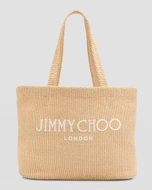 Jimmy Choo Natural Logo London Beach Tote Bag