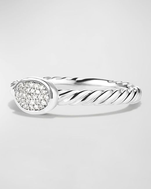 David Yurman Metallic Cable Collectibles Oval Ring With Diamonds