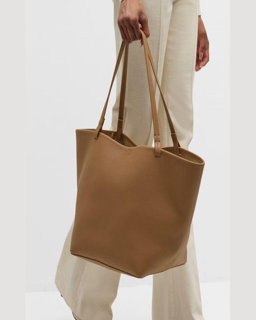 The Row Brown Park Leather Shopper Tote Bag
