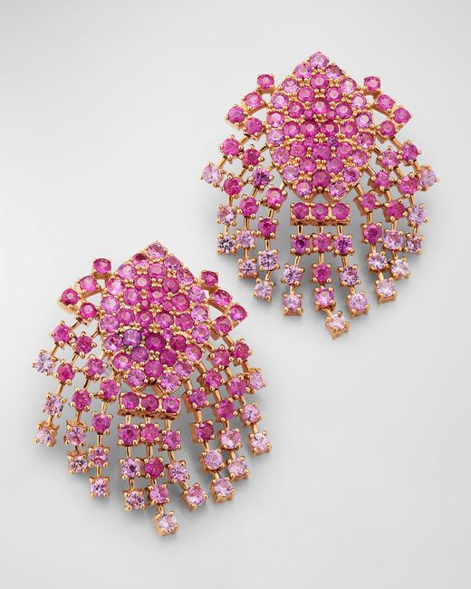 Alexander Laut Pink Sapphire Fringe Earrings