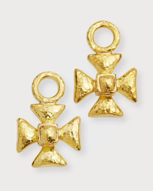 Elizabeth Locke Metallic 19k Maltese Cross Earring Pendants