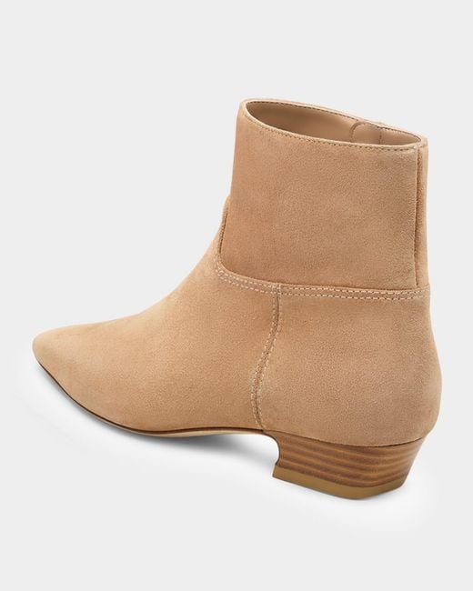 Stuart Weitzman Natural Stassi Suede Zip Ankle Boots
