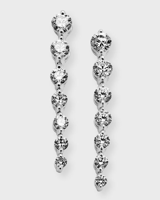 Neiman Marcus 18k White Gold Graduated Diamond Drop Earrings, 2.9tcw