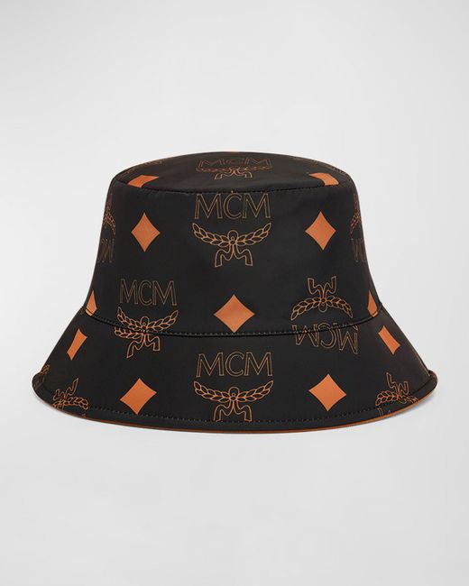 MCM Black Maxi-monogram Reversible Bucket Hat for men