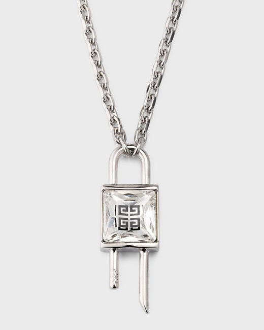 Givenchy White Mini Lock Crystal Necklace