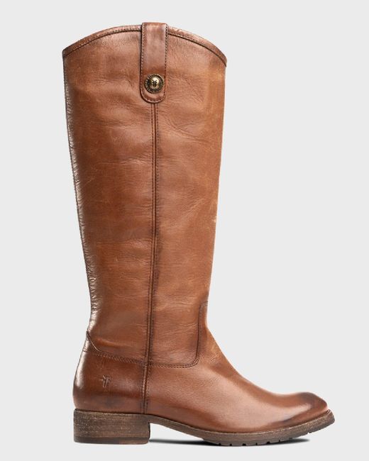 Frye Brown Melissa Button Lug-sole Tall Riding Boots