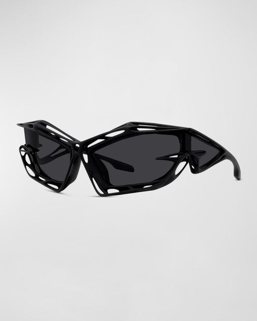 Givenchy Black Giv Cut Cage Nylon Shield Sunglasses for men