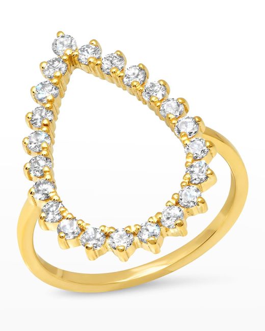 Jennifer Meyer Metallic Yellow Gold Diamond 3-prong Teardrop Ring