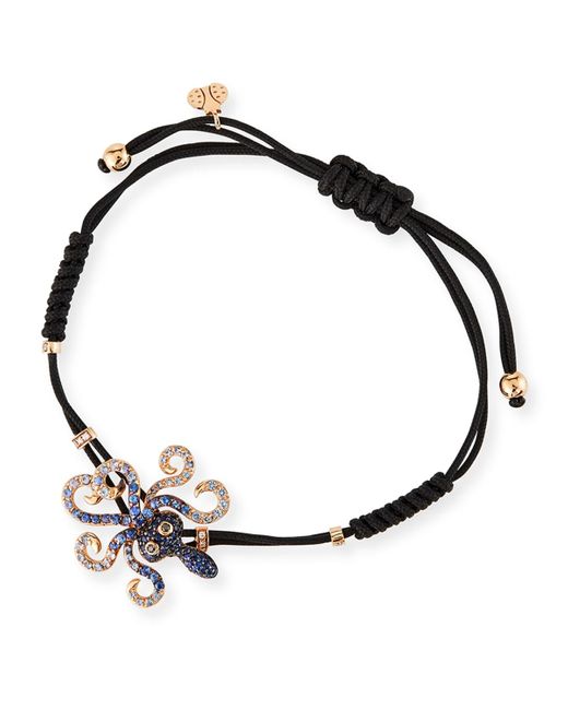 Pippo Perez Black 18k White Gold Diamond And Sapphire Octopus Pull-cord Bracelet