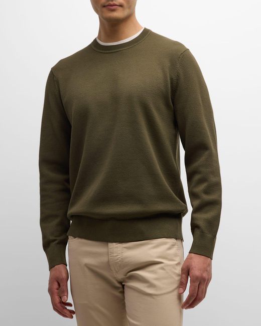 Theory Green Datter Textured Crew Sweater for men