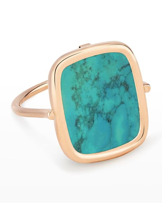 Ginette NY Blue Rose Gold Turquoise Antiqued Ring