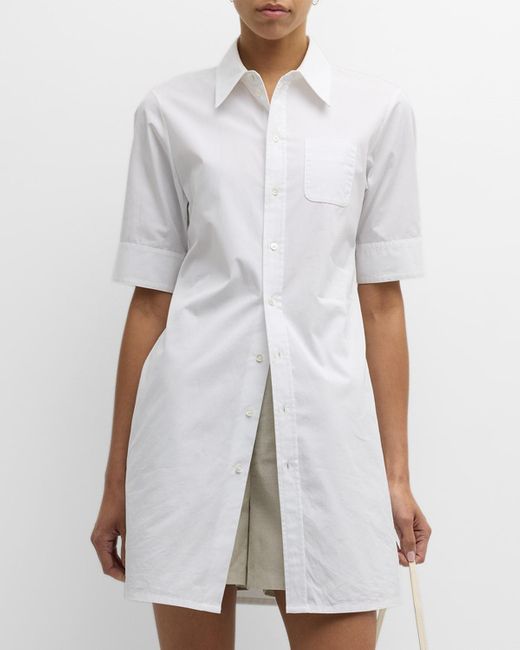 Co. White Short-Sleeve Patch-Pocket Llared Tunic Shirt