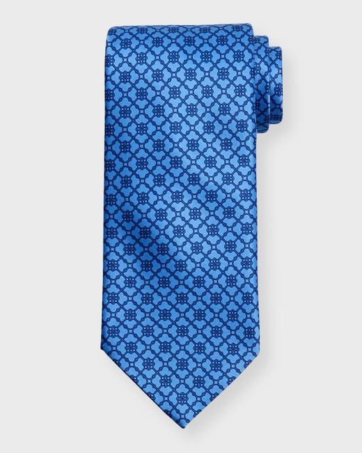 Stefano Ricci Blue Medallion-print Silk Tie for men
