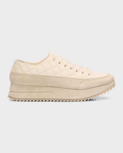 Pedro Garcia Natural Osaka Quilted Leather Flatform Sneakers