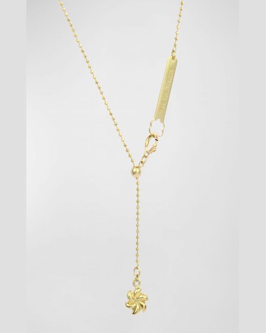Stevie Wren White Gemini 18k Yellow Gold Pink Enamel Gemstone Necklace