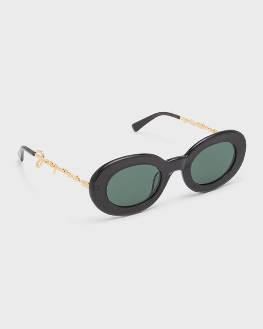 Jacquemus Blue Les Lunettes Pralu Acetate & Metal Alloy Oval Sunglasses