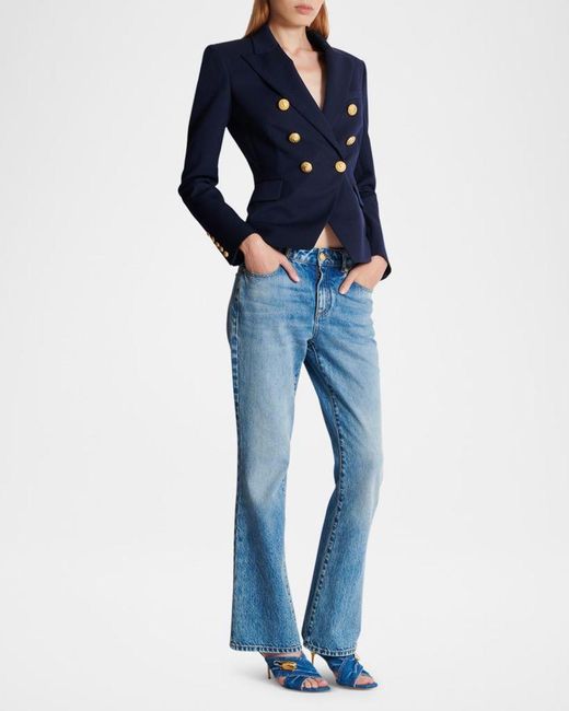 Balmain Blue 6-Button Fitted Wool Blazer