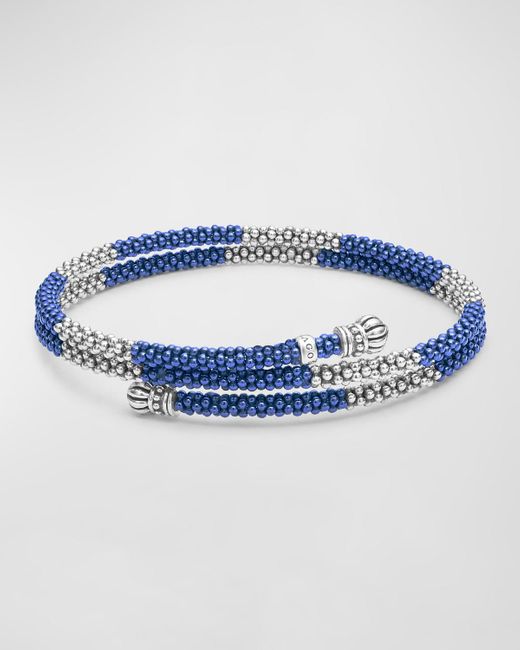 Lagos Sterling Silver Blue Caviar Ultramarine Ceramic Coil Bracelet