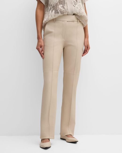 Brunello Cucinelli Natural Stretch Leather Straight-leg Pants