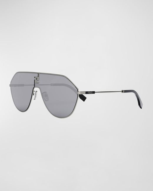 Fendi Gray Ff Match Metal Shield Sunglasses for men