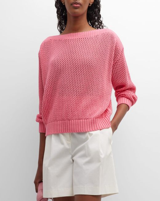 Marella Mode Bateau-neck Open-knit Sweater in Pink | Lyst
