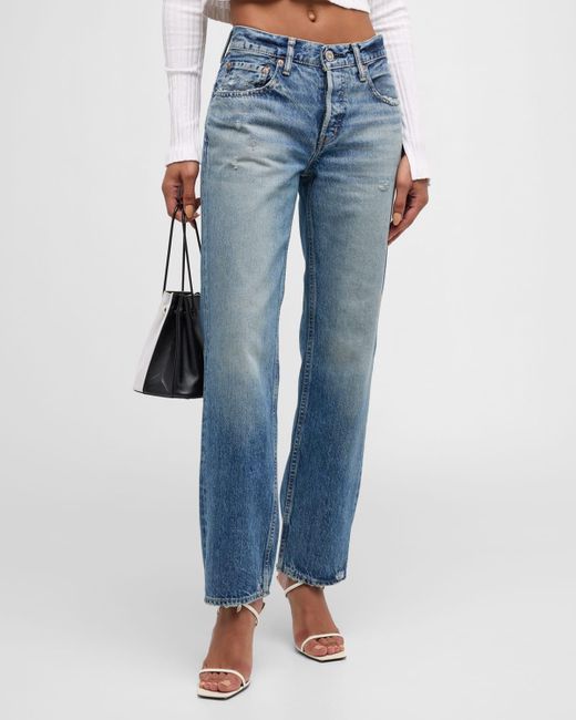 Moussy Blue Trigg Straight Low-Rise Jeans