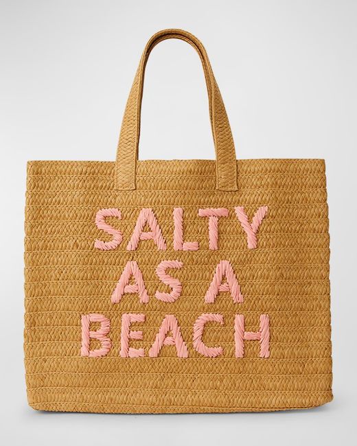 BTB Los Angeles Brown Salty As A Beach Straw Tote Bag