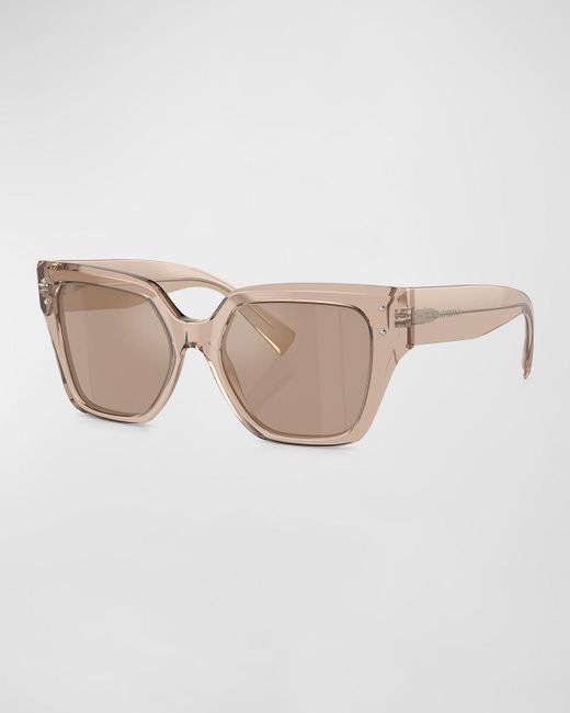 Dolce & Gabbana Natural Semi-transparent Monochrome Acetate & Plastic Butterfly Sunglasses