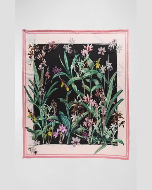 St. Piece Pink Veronica Double-Sided Floral Silk Scarf