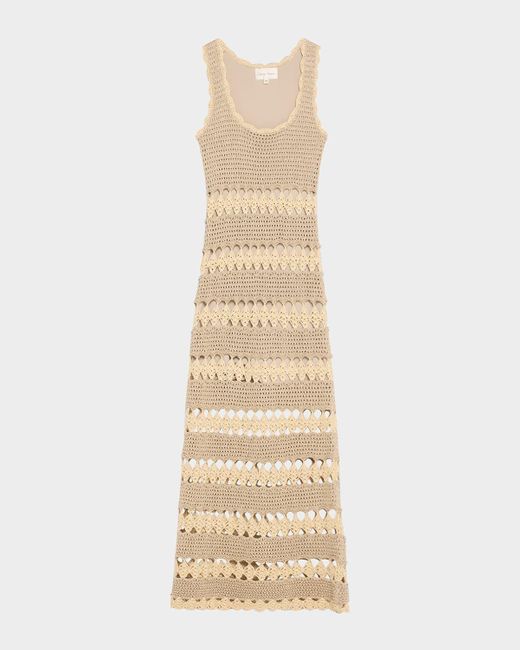 Cara Cara Natural Joan Metallic Crochet Sleeveless Midi Sheath Dress