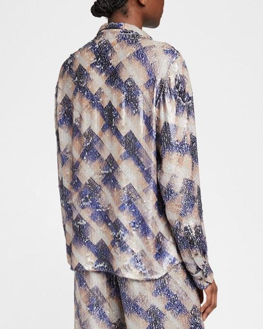 Dries Van Noten White Chowy Sequined Button-Front Blouse