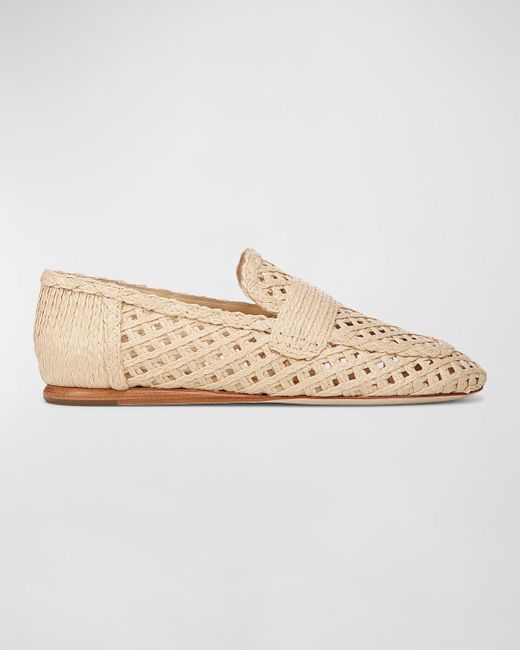 Vince Davis Flat Raffia Loafers in Natural | Lyst