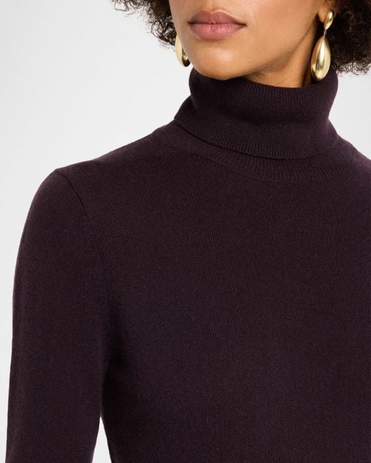 Neiman Marcus Blue Cashmere Basic Turtleneck Top
