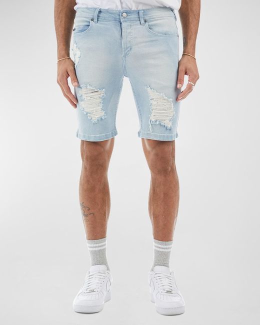 NANA JUDY Blue The Thrift Distressed Denim Shorts - Bci Cotton for men