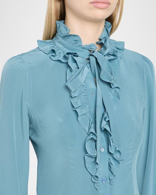 Ulla Johnson Blue Catroux Silk Button-Front Blouse