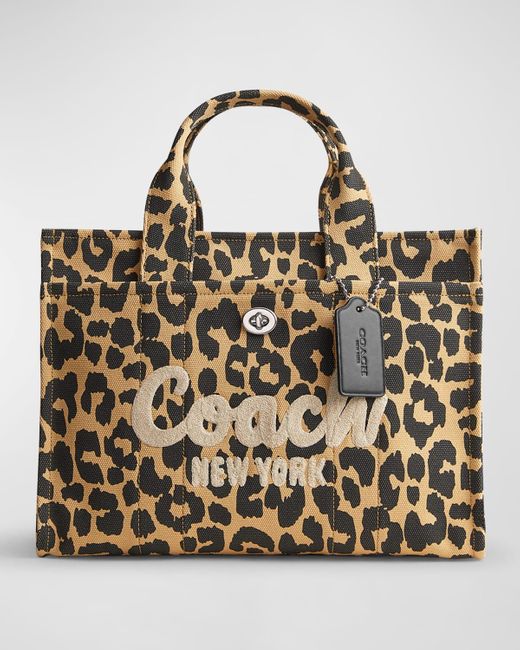 COACH Metallic Canvas Leopard Print Tote Bag