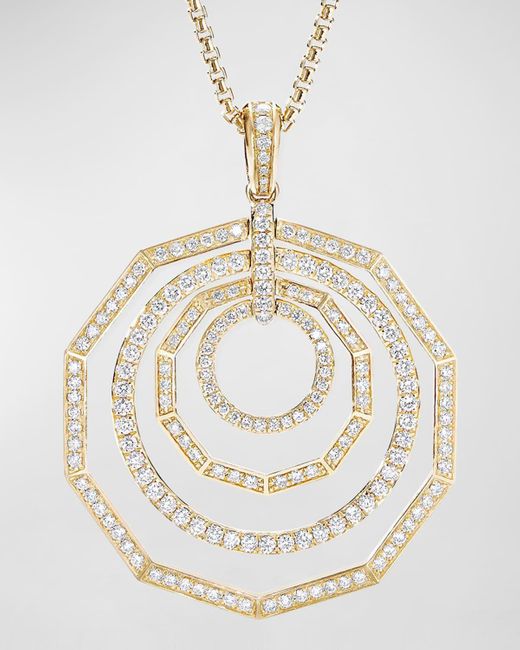 David Yurman White Stax 18k Yellow Gold Diamond 4-ring Pendant Necklace