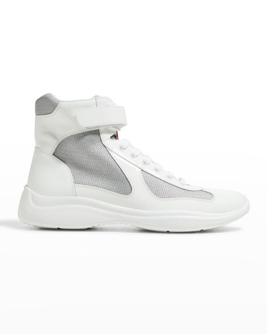 Prada White America'S Cup Patent Leather High-Top Sneakers for men