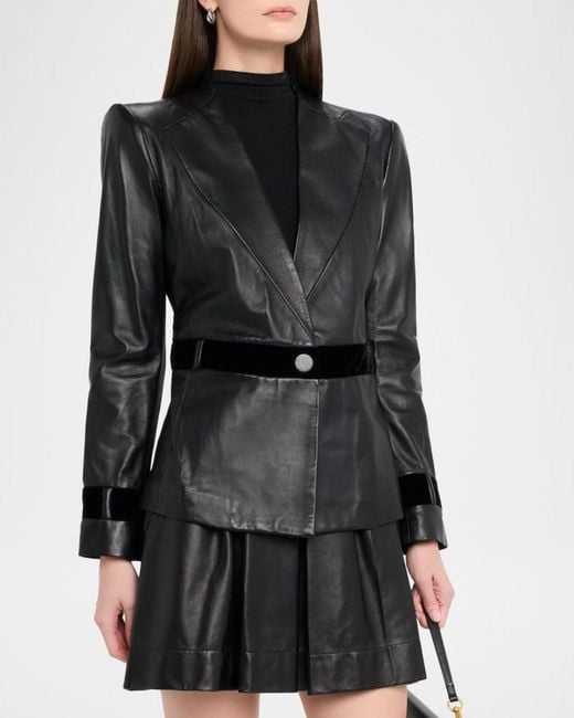 Emporio Armani Black Single-Button Leather Jacket