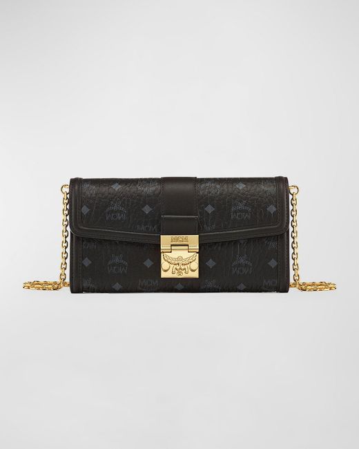 MCM Black Tracy Large Monogram Wallet On Chain