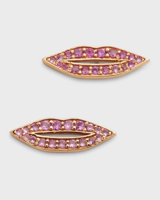 Ginette NY White Pink Sapphire French Kiss Stud Earrings