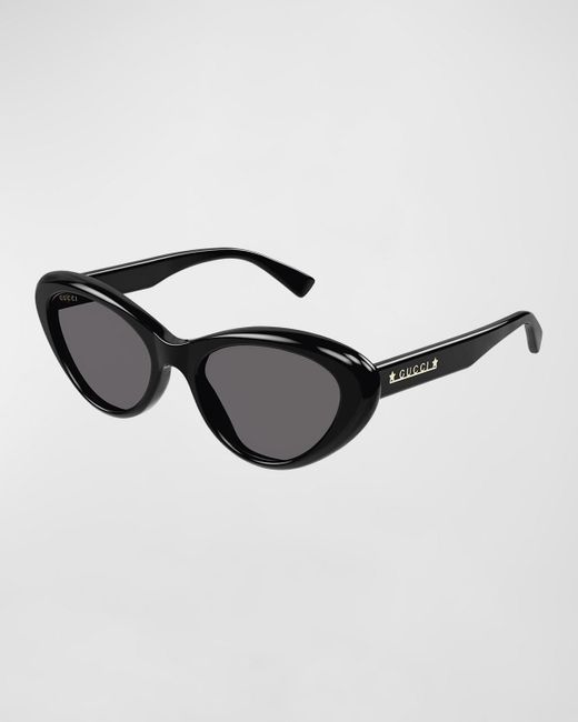 Gucci Brown Star Logo Acetate Cat-eye Sunglasses