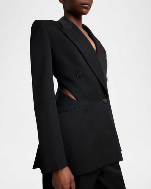 Givenchy Black Slash Cutout Double-Breasted Blazer Jacket